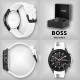 Hugo Boss Velocity Chronograph Black Dial White Rubber Strap Watch for Men - 1513718