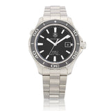 Tag Heuer Aquaracer Caliber 5 Automatic Black Dial Silver Steel Strap Watch for Men - WAK2110.BA0830