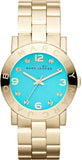 Marc Jacobs Amy Blue Dial Gold Steel Strap Watch for Women - MBM3220