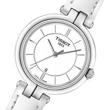 Tissot T Lady Flamingo White Dial White Leather Strap Watch For Women - T094.210.16.011.00