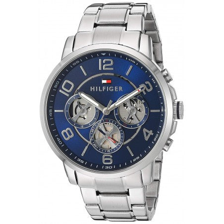 Tommy Hilfiger Keagan Blue Dial Silver Steel Strap Watch for Men - 1791293