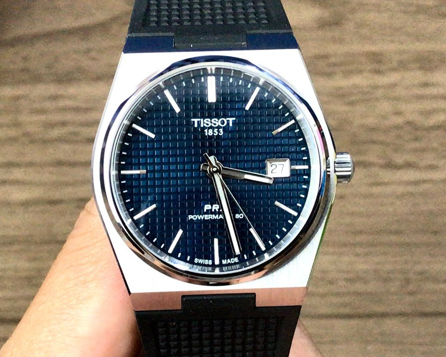 Tissot PRX Powermatic 80 Blue Dial Black Rubber Strap Watch for Men - T137.407.17.041.00