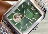 Emporio Armani Meccanico Automatic Green Dial Silver Steel Strap Watch For Men - AR60067