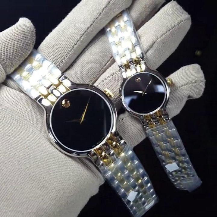 Movado Veturi Quartz Black Dial Two Tone Steel Strap Watch for Men - 0606932