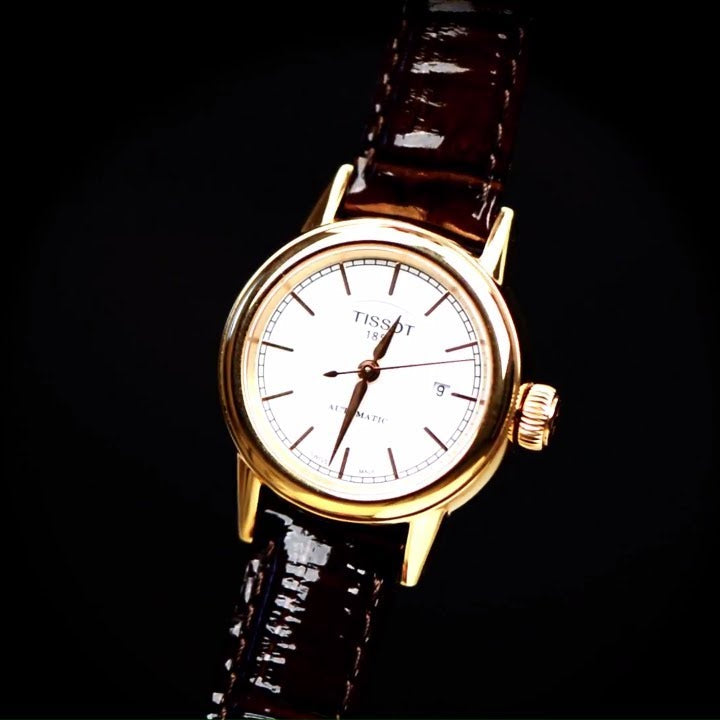 Tissot Carson Automatic White Dial Brown Leather Strap Watch For Women - T085.207.36.011.00