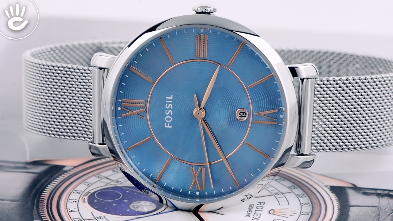 Fossil Jacqueline Mother of Pearl Blue Dial Silver Mesh Strap Watch for Women - ES4322