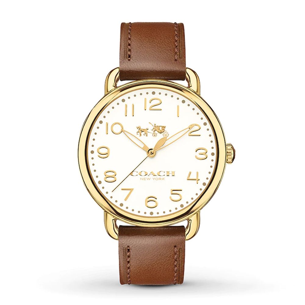 Coach Delancey White Dial Brown Leather Strap Watch for Women - 14502715