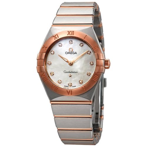 Omega Constellation Manhattan Quartz Diamonds Mother of Pearl Dial Two Tone Steel Strap Watch for Women - 131.20.25.60.55.001