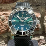 Breitling Superocean Heritage B20 Automatic 46 Green Dial Black Mesh Bracelet Watch for Men - AB2020121L1S1