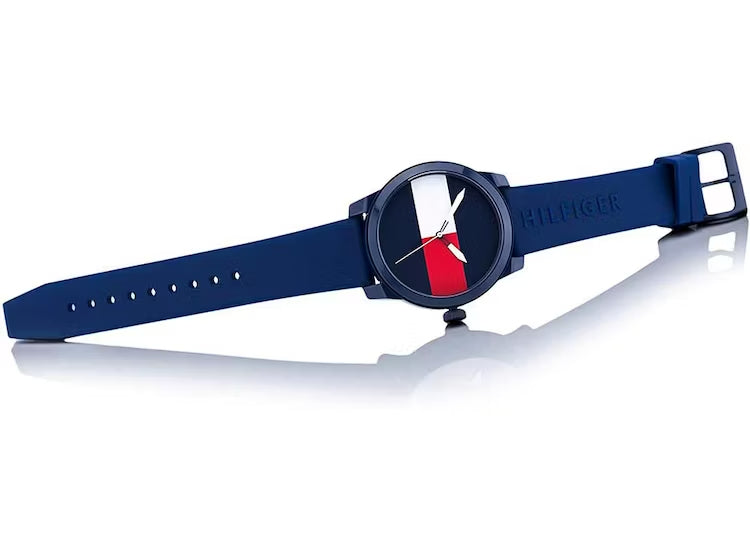 Tommy Hilfiger Denim Quartz Blue Dial Blue Rubber Strap Watch for Men - 1791322