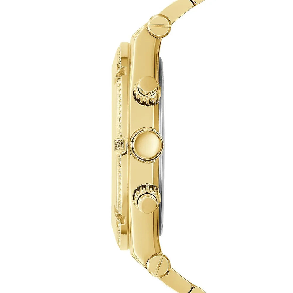 Guess Continental Diamonds Gold Dial Gold Steel Strap Watch for Men - GW0261G2