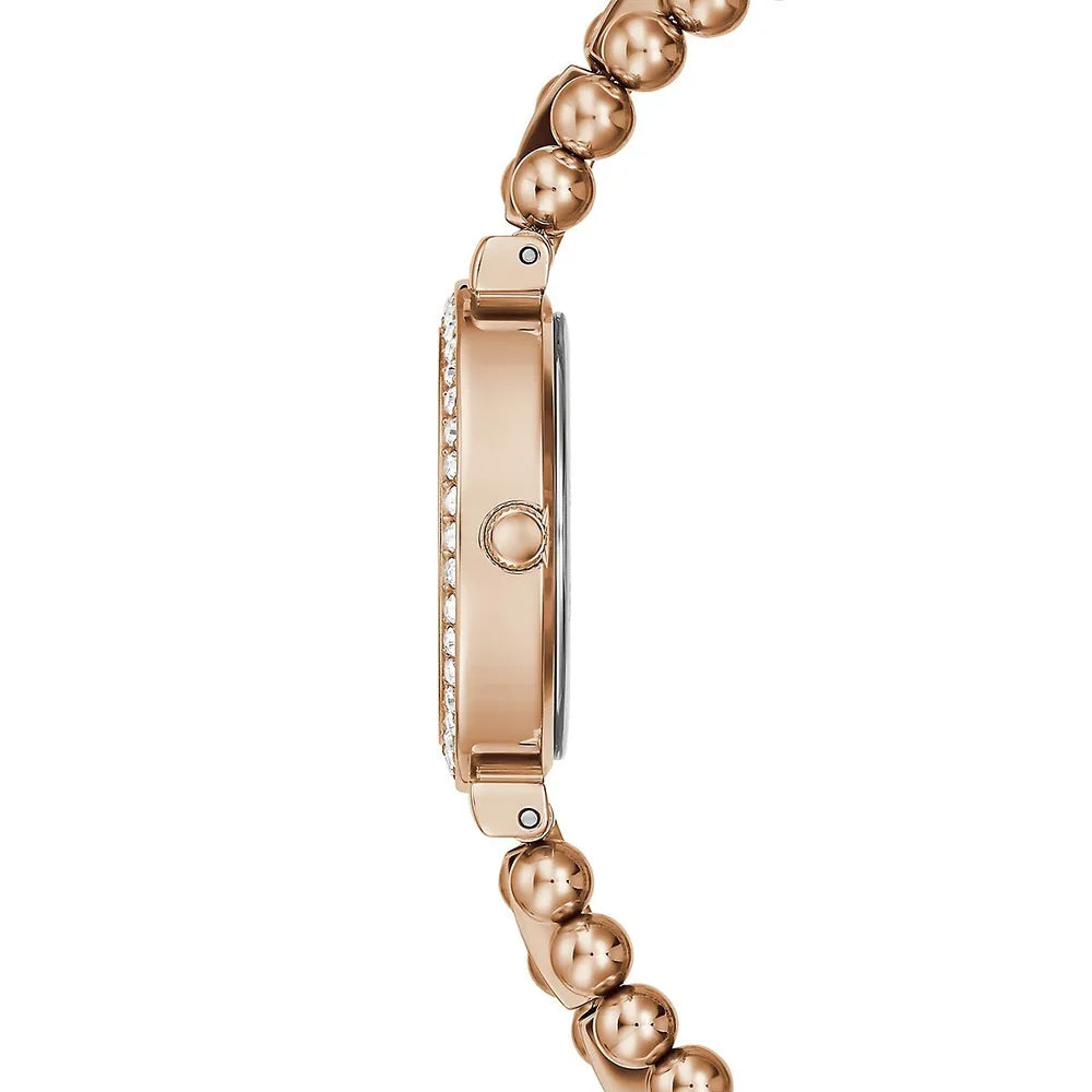 Guess Gala Diamonds Silver Dial Gold Steel Strap Watch for Women - GW0401L3