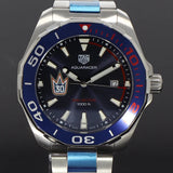 Tag Heuer Aquaracer Henrik Lundqvist Special Edition Blue Dial Silver Steel Strap Watch for Men - WAY101J.BA0746