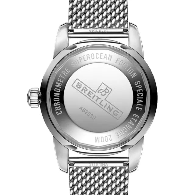 Breitling Superocean Heritage B20 Automatic 44 Blue Dial Silver Mesh Bracelet Watch for Men - AB2030161C1A1