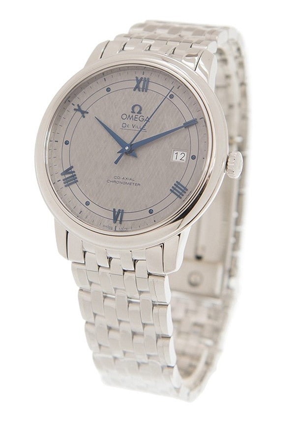 Omega De Ville Prestige Co-Axial Grey Dial Silver Steel Strap Watch for Men - 424.10.40.20.06.002