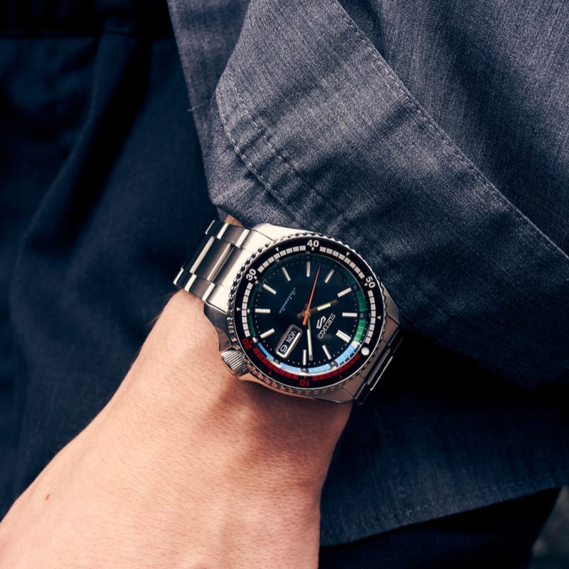 Seiko 5 Sports SKX Series Regatta Timer Retro Blue Dial Silver Steel Strap Watch For Men - SRPK13K1