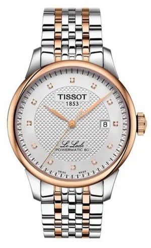 Tissot Le Locle Powermatic 80 Diamonds Silver Dial Two Tone Steel Strap Watch For Men - T006.407.22.036.01