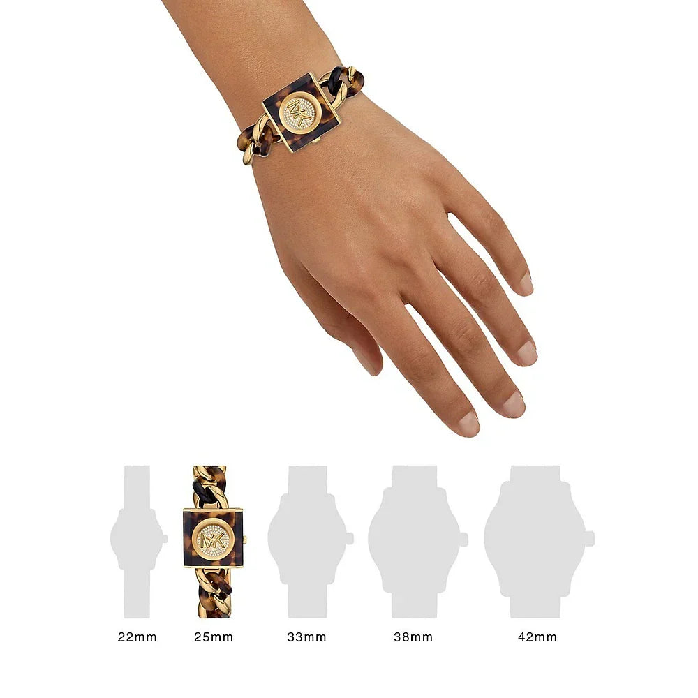 Michael Kors Chain Lock Analog Silver Dial Two Tone Steel Strap Watch for Women - MK4808