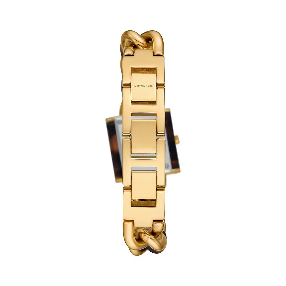 Michael Kors Chain Lock Analog Silver Dial Two Tone Steel Strap Watch for Women - MK4808