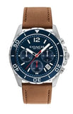 Coach Kent Chronograph Blue Dial Brown Leather Strap Watch for Men - 14602560