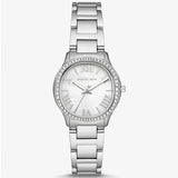 Michael Kors Sage Three-Hand Mother of Pearl White Dial Silver Steel Strap Watch for Women - MK4824
