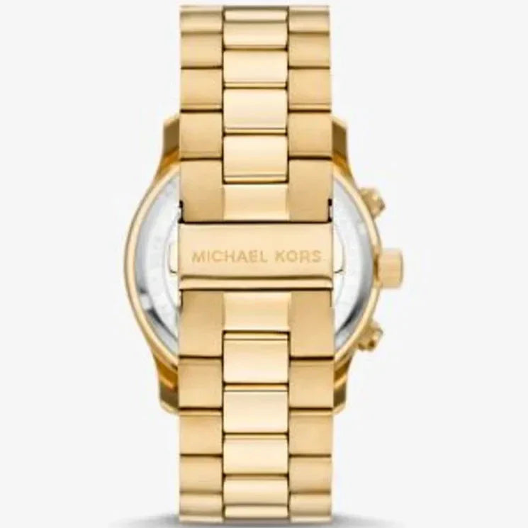 Michael Kors Slim Runway Three-Hand Gold Dial Gold Steel Strap Watch for Women - MK9122