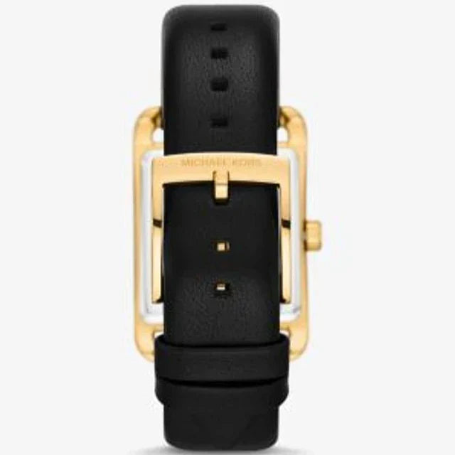 Michael Kors Monroe Three Hand Black Dial Black Leather Strap Watch for Women - MKO1027