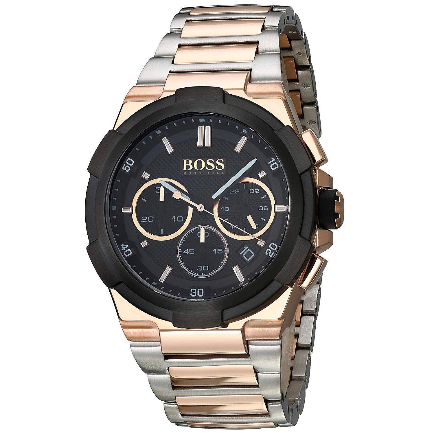 Hugo Boss Supernova Black Dial Two Tone Steel Strap Watch for Men - 1513358