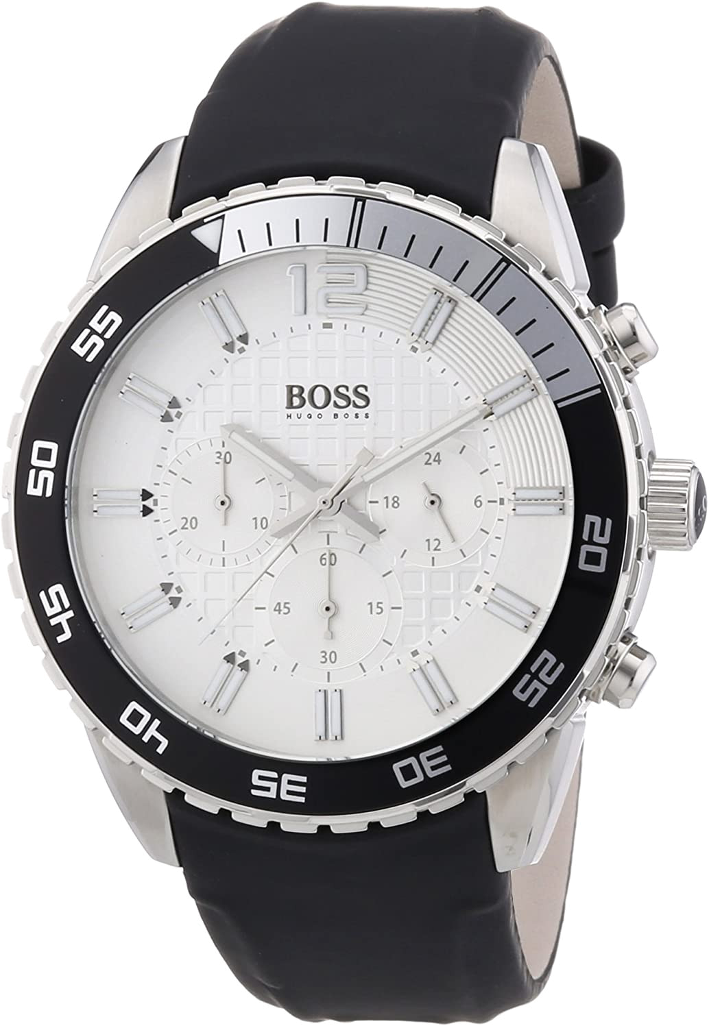 Hugo Boss Rafale Chronograh Quartz White Dial Black Leather Strap Watch For Men - HB1513403