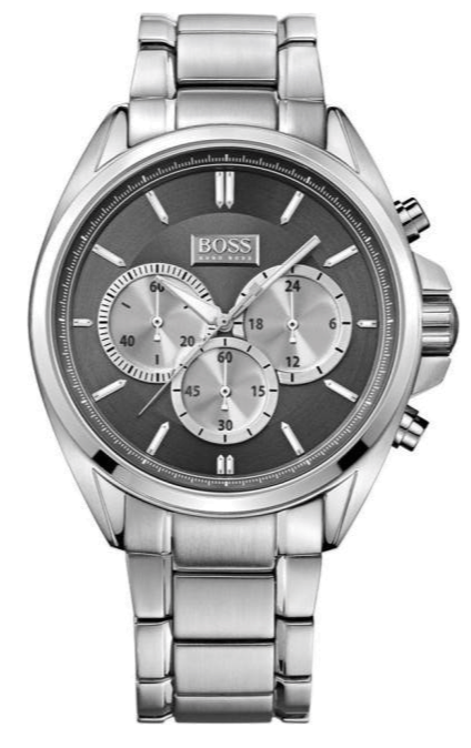 Hugo Boss Driver Black Dial Silver Steel Strap Watch for Men - 1512883