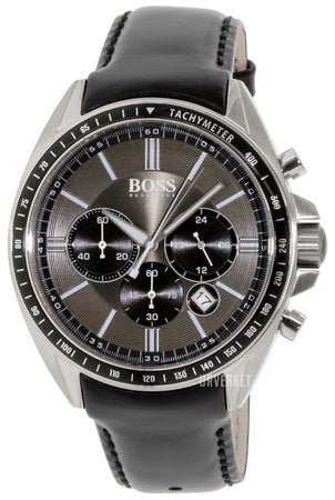 Hugo Boss Contemporary Sport Driver Black Dial Black Leather Strap Watch for Men - 1513085