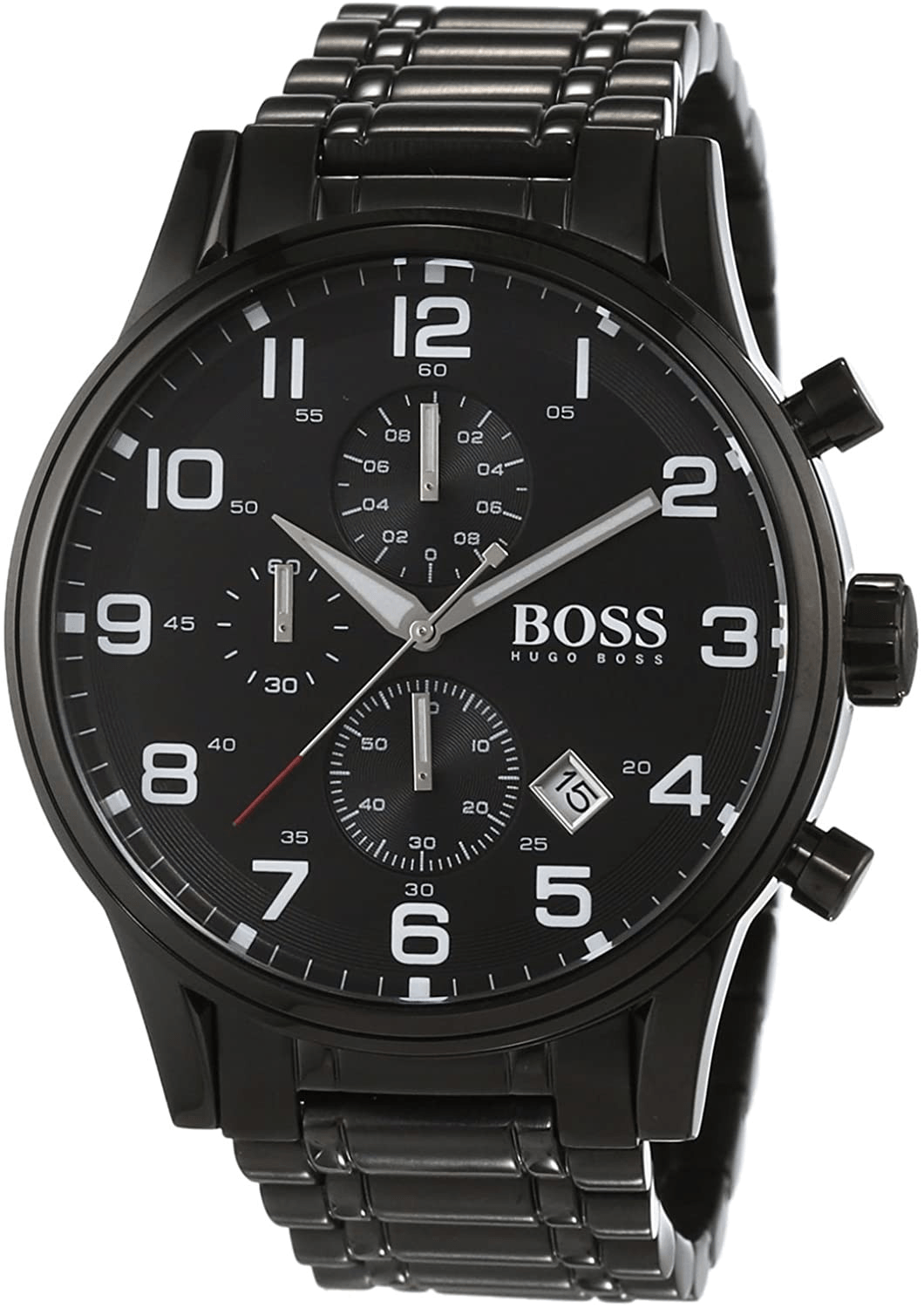 Hugo Boss Chronograph Black Dial Black Steel Strap Watch for Men - 1513180