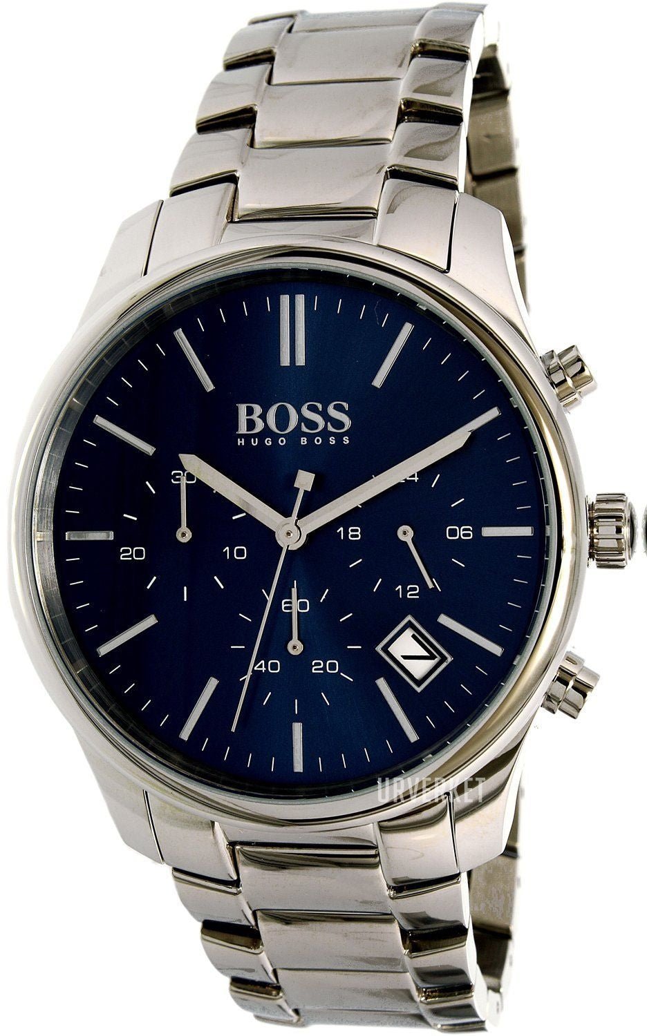 Hugo Boss Commander Blue Dial Silver Steel Strap Watch for Men - 1513434