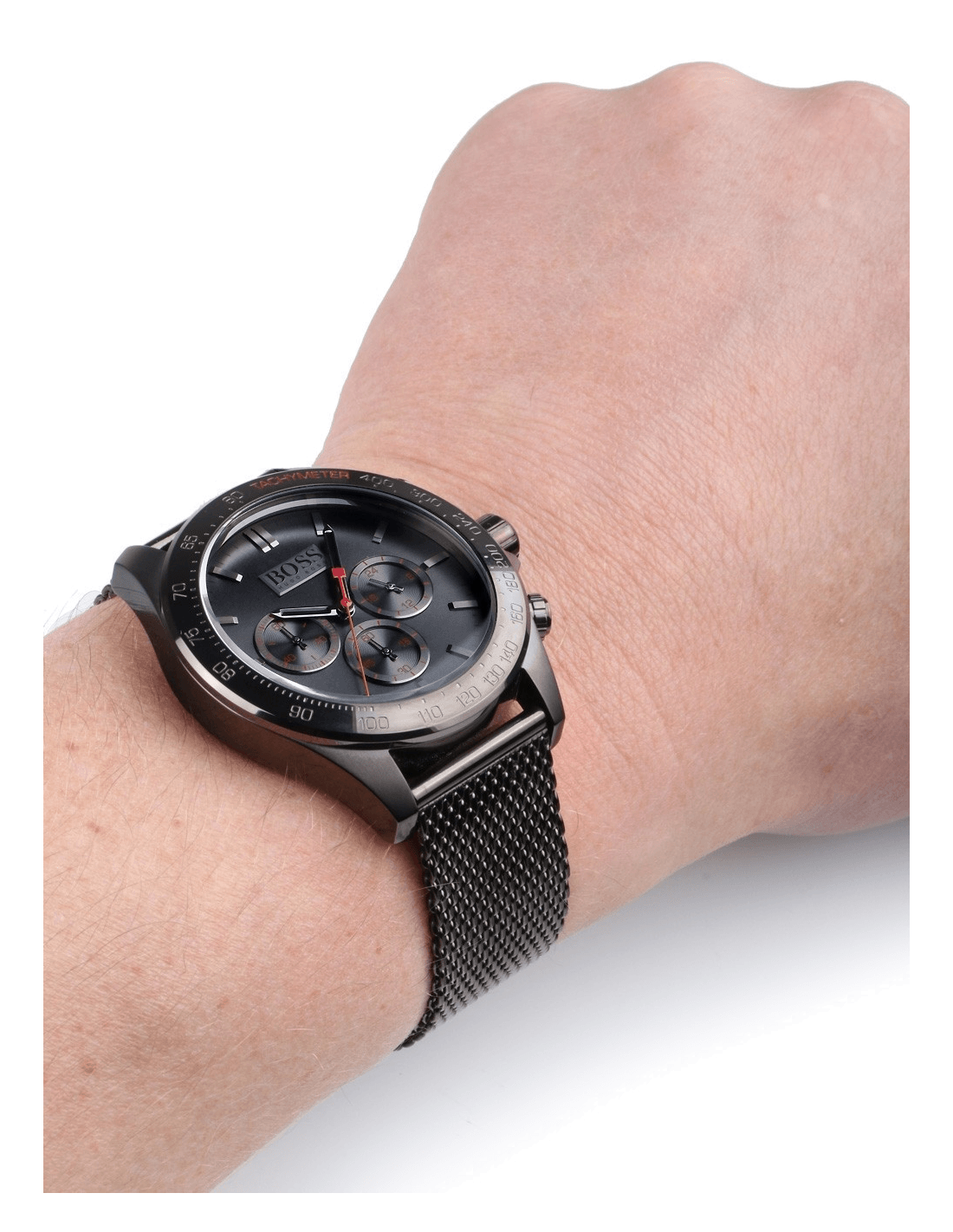 Hugo Boss Ikon Grey Dial Grey Mesh Bracelet Watch for Men - 1513443