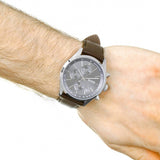 Hugo Boss Grand Prix Grey Dial Brown Leather Strap Watch for Men -  1513476