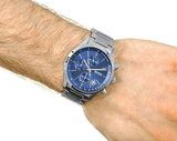 Hugo Boss Grand Prix Blue Dial Silver Steel Strap Watch for Men - 1513478