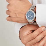 Hugo Boss Talent Blue Dial Silver Steel Strap Watch for Men - 1513582