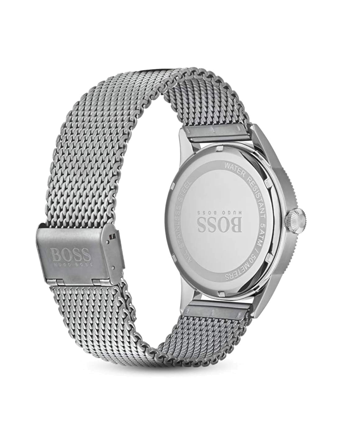 Hugo Boss Legacy Grey Dial Silver Mesh Bracelet Watch for Men - 1513673