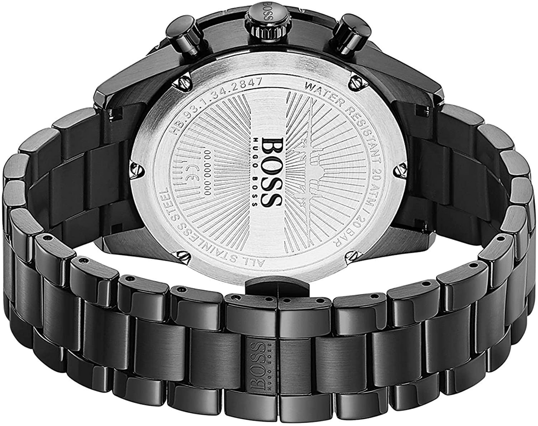 Hugo Boss Aero Black Dial Black Steel Strap Watch for Men - 1513771