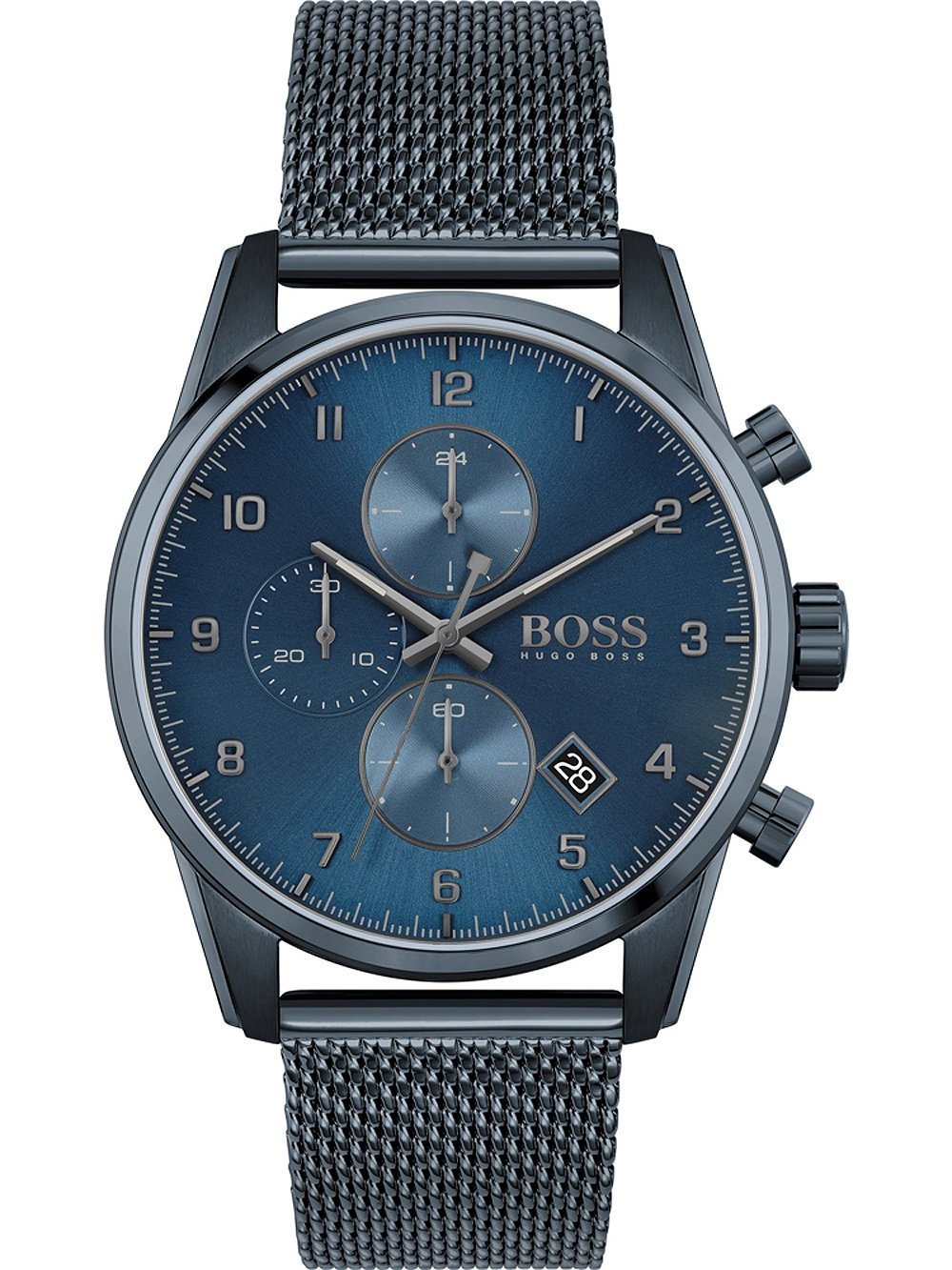 Hugo Boss Skymaster Chronograph Blue Dial Blue Mesh Bracelet Watch for Men - 1513836