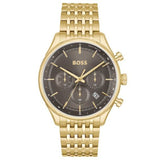 Hugo Boss Gregor Chronograph Grey Dial Gold Steel Strap Watch For Men - 1514051