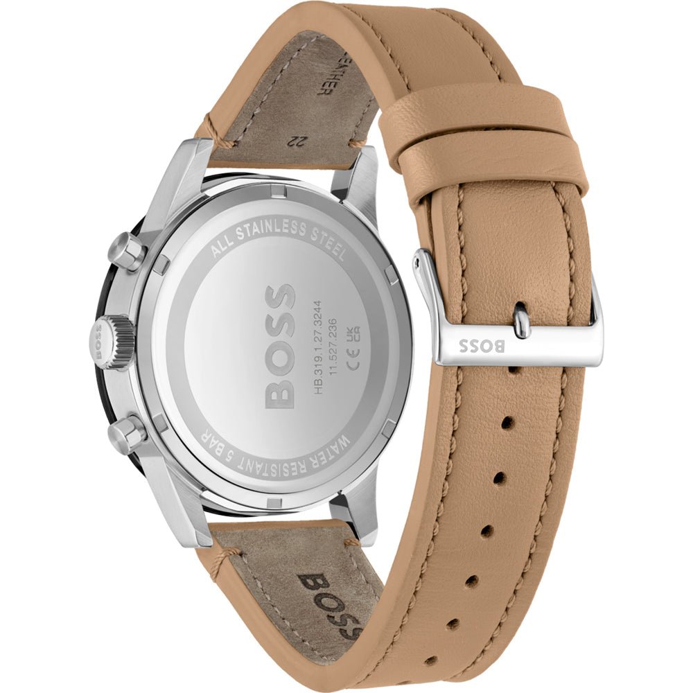 Hugo Boss Allure Black Dial Brown Leather Strap Watch for Men - 1513964