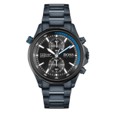 Hugo Boss Globetrotter Black Dial Black Steel Strap Watch for Men - 1513824
