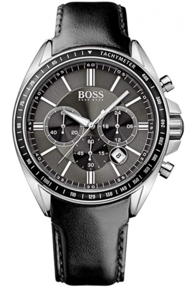 Hugo Boss Contemporary Sport Driver Black Dial Black Leather Strap Watch for Men - 1513085