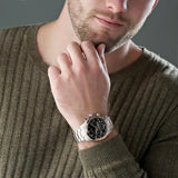 Hugo Boss Here Chronograph Black Dial Two Tone Steel Strap Watch for Men - 1513757