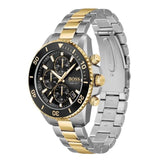 Hugo Boss Admiral Black Dial Two Tone Steel Strap Watch for Men - 1513908