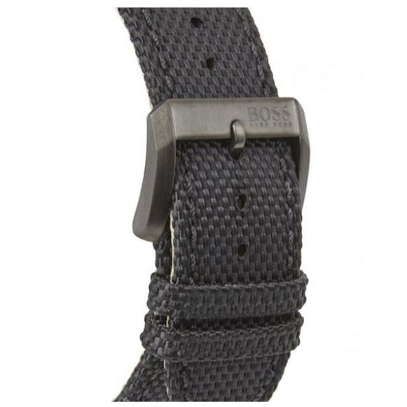 Hugo Boss Aeroliner Chronograph Black Dial Black Leather Strap Watch For Men - 1513086