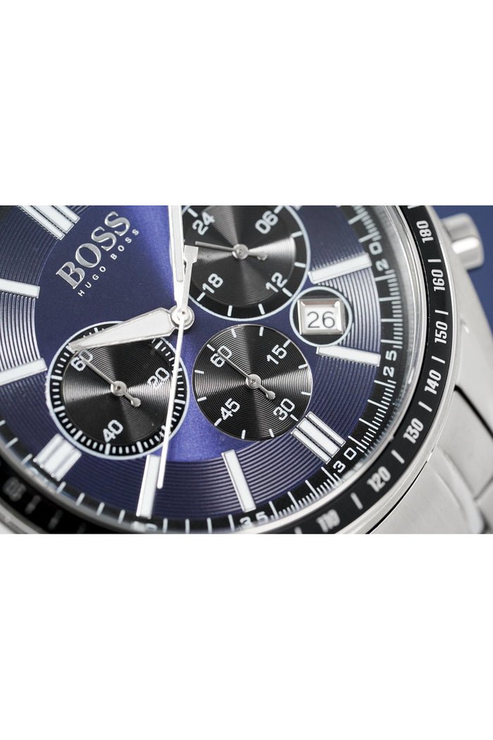Hugo Boss Chronograph Driver Blue Dial Silver Steel Strap Watch for Men - 1513081