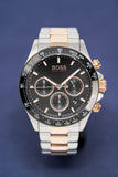 Hugo Boss Here Chronograph Black Dial Two Tone Steel Strap Watch for Men - 1513757