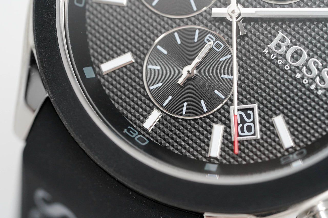 Hugo Boss Velocity Black Dial Black Leather Strap Watch for Men - 1513716